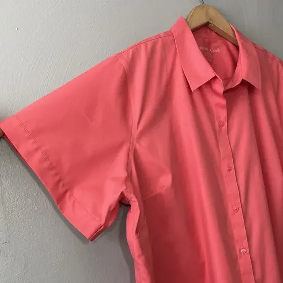 Coldwater Creek Button Up Shirt Plus Size 24W No Iron Coral Preppy Office Career - Picture 3 of 9